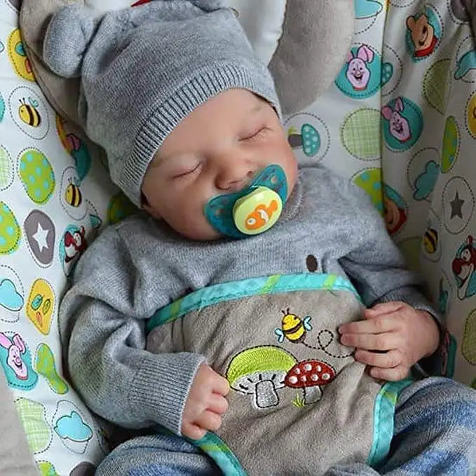 HKM-693203 Realistic Advanced Painted Skin Silicone Reborn Baby Doll - 19 Inch Full Body Soft Toy