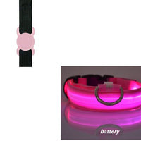 HKM-6932541 LED Luminous Dog Collar with Adjustable Silicone Locator for Night Safety - Multiple Sizes Available