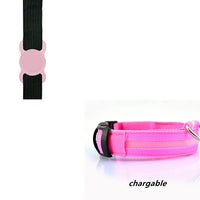 HKM-6932541 LED Luminous Dog Collar with Adjustable Silicone Locator for Night Safety - Multiple Sizes Available