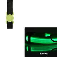 HKM-6932541 LED Luminous Dog Collar with Adjustable Silicone Locator for Night Safety - Multiple Sizes Available