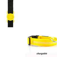 HKM-6932541 LED Luminous Dog Collar with Adjustable Silicone Locator for Night Safety - Multiple Sizes Available