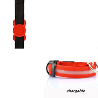 HKM-6932541 LED Luminous Dog Collar with Adjustable Silicone Locator for Night Safety - Multiple Sizes Available
