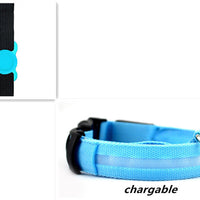 HKM-6932541 LED Luminous Dog Collar with Adjustable Silicone Locator for Night Safety - Multiple Sizes Available