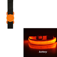 HKM-6932541 LED Luminous Dog Collar with Adjustable Silicone Locator for Night Safety - Multiple Sizes Available