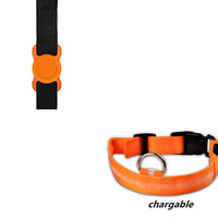 HKM-6932541 LED Luminous Dog Collar with Adjustable Silicone Locator for Night Safety - Multiple Sizes Available