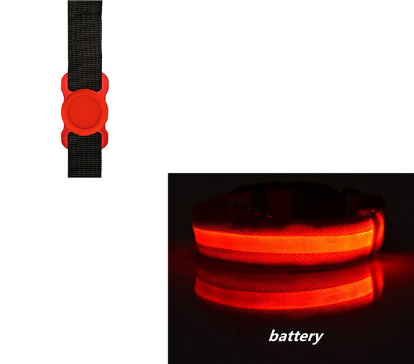 HKM-6932541 LED Luminous Dog Collar with Adjustable Silicone Locator for Night Safety - Multiple Sizes Available
