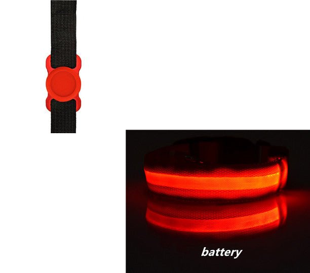 HKM-6932541 LED Luminous Dog Collar with Adjustable Silicone Locator for Night Safety - Multiple Sizes Available