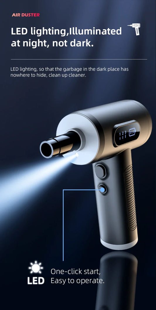 HKM-693267 2-in-1 Turbo Air Blower Vacuum Cleaner for Cars and Computers - High-Pressure Air Duster with Big Jet Fan Technology