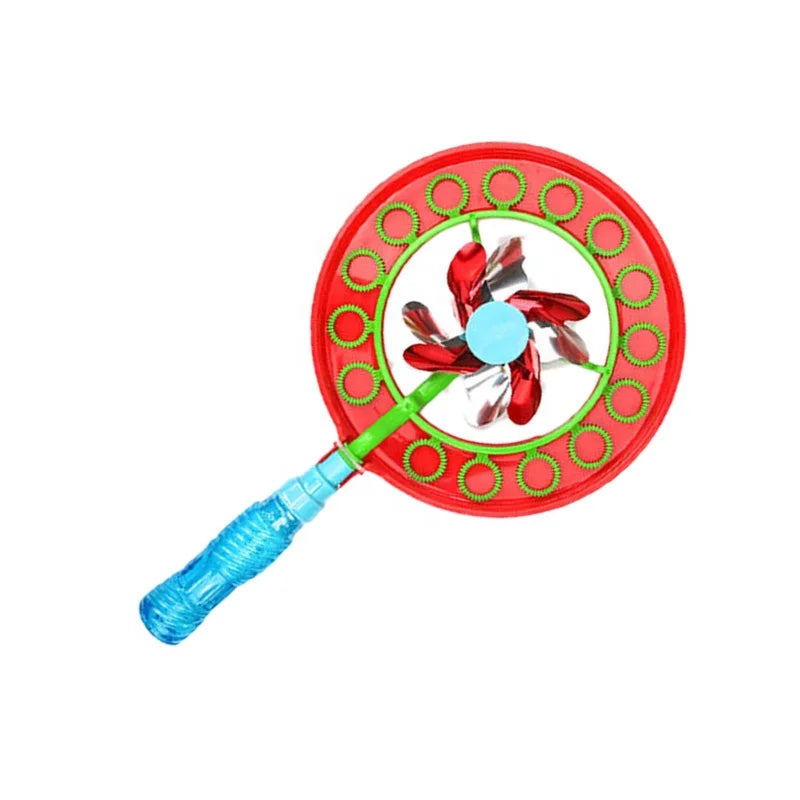 HKM-693331 Creative Kids Plastic Pinwheel Bubble Wand with Music and Lights for Summer Fun