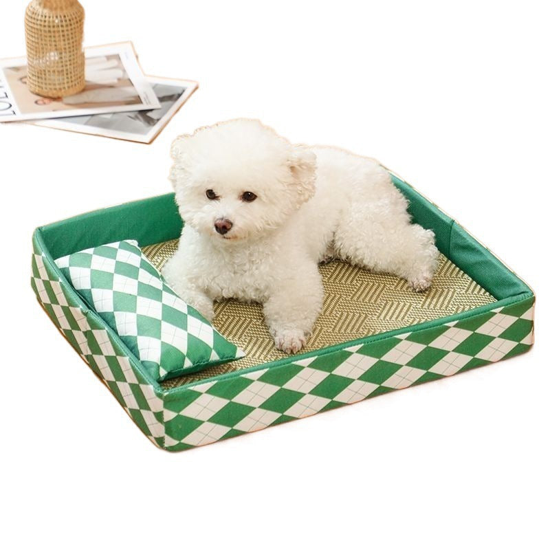 HKM-6933821 Rattan Cat Mat for All Seasons - Comfortable Sleeping Nest for Kittens and Cats
