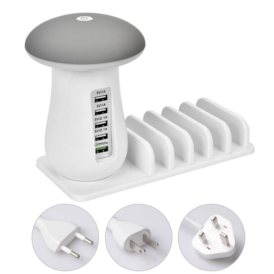 HKM-693395 5-Port USB Charging Dock Station and LED Night Lamp for Smart Devices