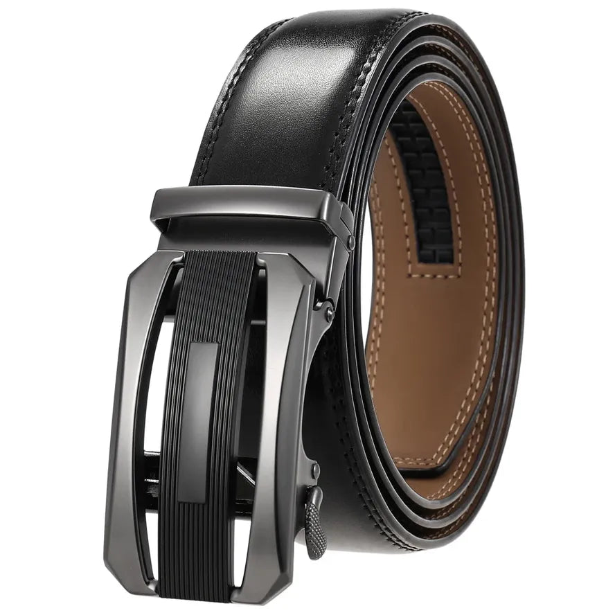 HKM-693395 Genuine Leather Automatic Buckle Business Belt for Men - Model LY36-21550-2