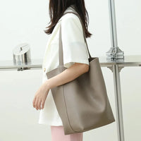 HKM-693587 Leisure Lychee Grain Drawstring Bucket Bag - Large Capacity PU Leather Shoulder Bag