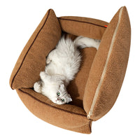 HKM-6938173 Cozy Brown and White Removable Lambswool Pet Bed for Dogs and Cats - All Season Universal Sofa