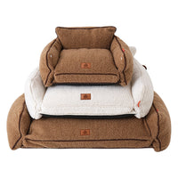 HKM-6938173 Cozy Brown and White Removable Lambswool Pet Bed for Dogs and Cats - All Season Universal Sofa