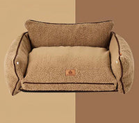 HKM-6938173 Cozy Brown and White Removable Lambswool Pet Bed for Dogs and Cats - All Season Universal Sofa