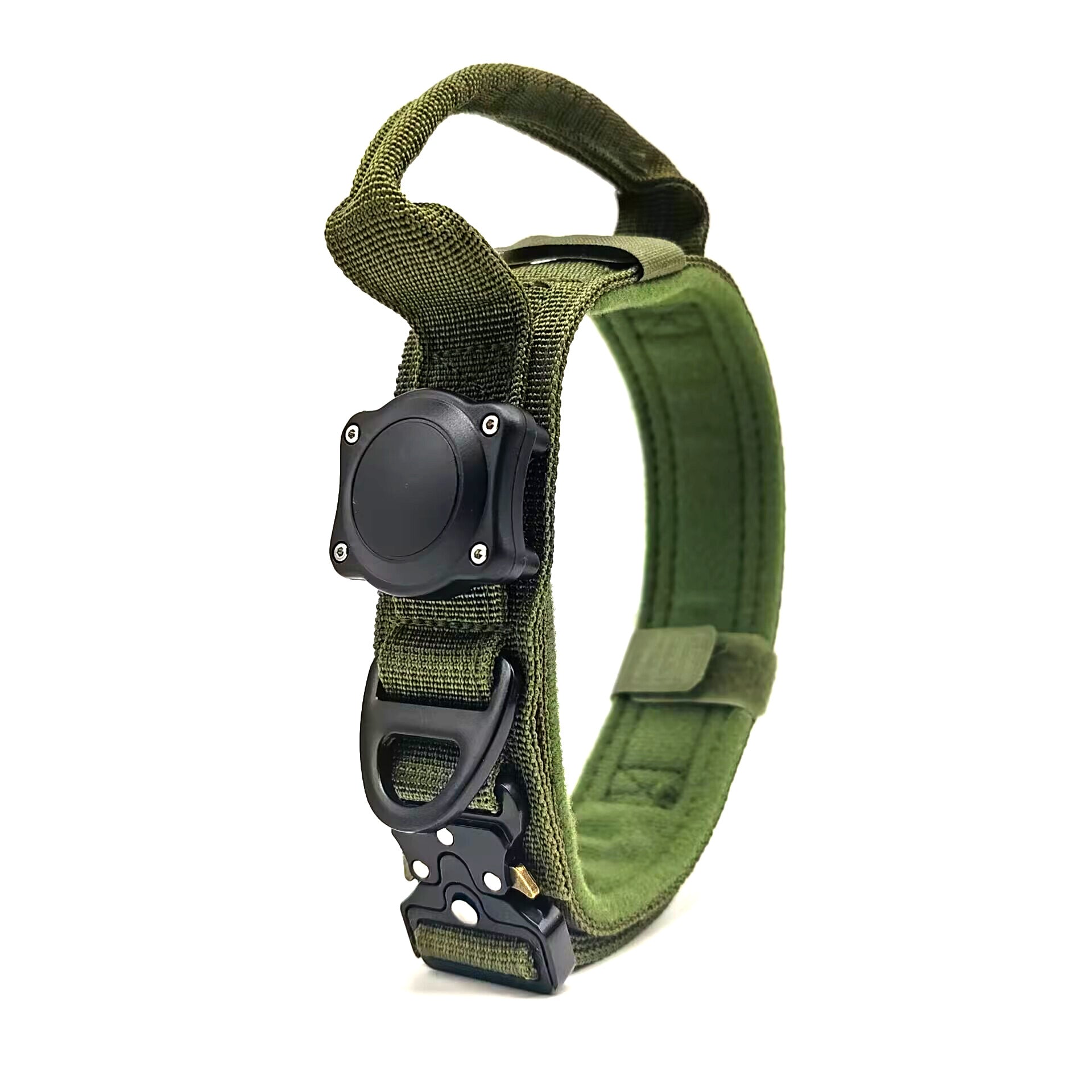HKM-6938301 Tactical Waterproof Dog Collar with Positioning Ring in Black, Army Green, and Khaki
