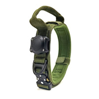 HKM-6938301 Tactical Waterproof Dog Collar with Positioning Ring in Black, Army Green, and Khaki