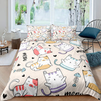 HKM-693843 3D Cartoon Cat Duvet Cover Set - High-Definition Digital Print Bedding, 3-Piece Polyester Collection