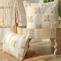 HKM-693971 French Style Four-Leaf Clover Flocking Pillow Cover - Available in Two Sizes