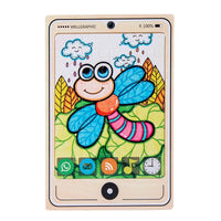 HKM-693971 Wooden Buckle Puzzle with 22 Patterns - 24 Piece Early Learning Educational Toy