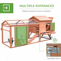 HKM-6939965 Portable Chicken Coop with Wheels and Nesting Box - 96.5" Poultry Cage for Backyard Use