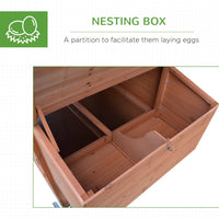 HKM-6939965 Portable Chicken Coop with Wheels and Nesting Box - 96.5" Poultry Cage for Backyard Use