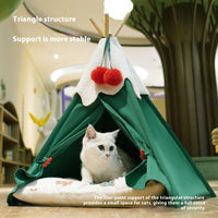 HKM-6940349 Winter Warm Semi-Closed Cat House for Deep Sleep - Thickened Mat Available in Two Sizes