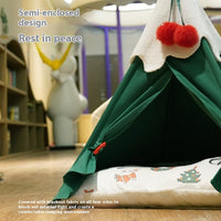 HKM-6940349 Winter Warm Semi-Closed Cat House for Deep Sleep - Thickened Mat Available in Two Sizes