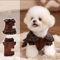 HKM-6940861 Warm Checkered Skirt for Small and Medium Dogs and Cats with Ruffled Design