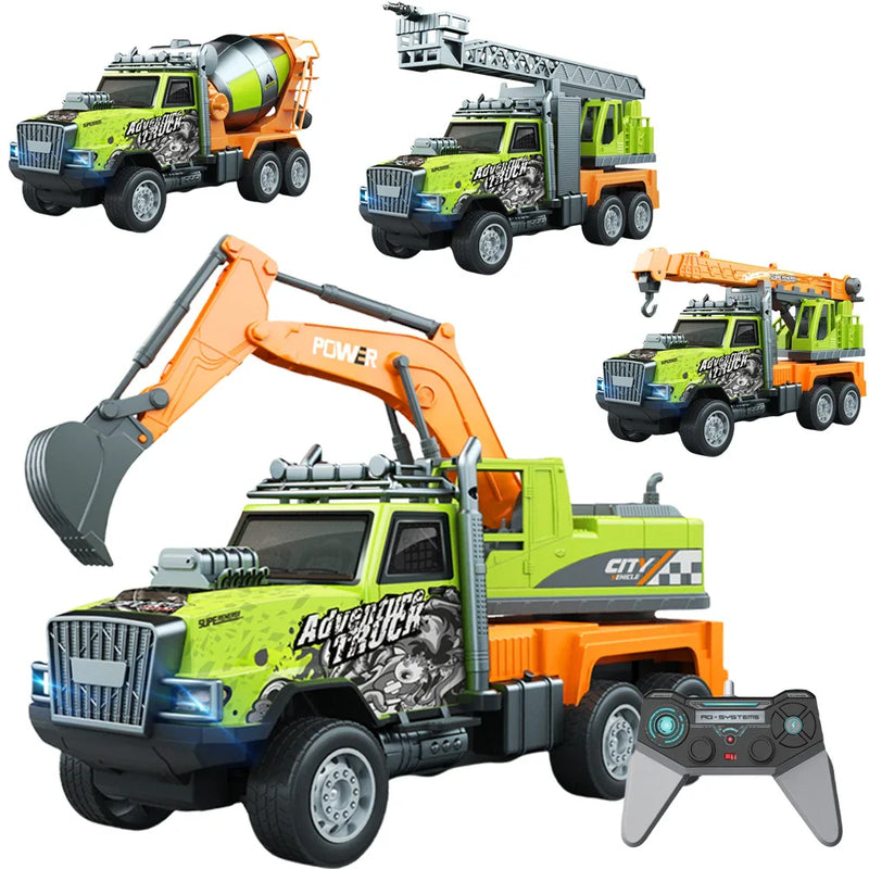 HKM-694099 1/14 Remote Control Dump Truck with Sound and Light - Electric Engineering Vehicle Toy for Kids