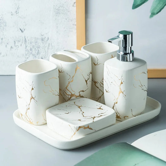 HKM-694099 Custom Marble Bathroom Accessories Set for Home and Hotel Use