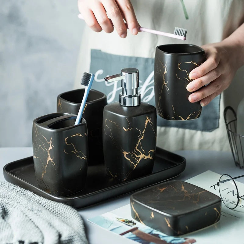 HKM-694099 Custom Marble Bathroom Accessories Set for Home and Hotel Use