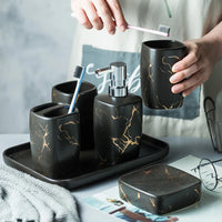 HKM-694099 Custom Marble Bathroom Accessories Set for Home and Hotel Use