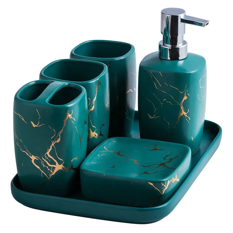 HKM-694099 Custom Marble Bathroom Accessories Set for Home and Hotel Use