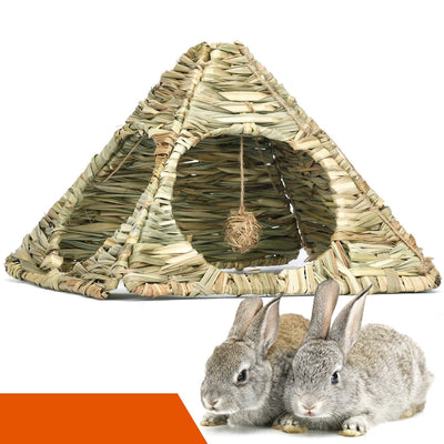 HKM-6941117 Pet Foldable Grass Hut for Small Animals - Ideal Nest for Rabbits, Hamsters, and Guinea Pigs