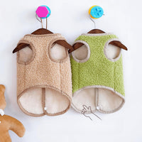 HKM-6941885 Cozy Coral Fleece Dog Vest with Leash Ring for Small Dogs and Indoor Cats