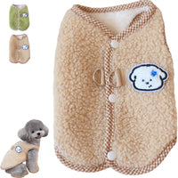 HKM-6941885 Cozy Coral Fleece Dog Vest with Leash Ring for Small Dogs and Indoor Cats
