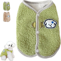 HKM-6941885 Cozy Coral Fleece Dog Vest with Leash Ring for Small Dogs and Indoor Cats