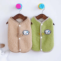 HKM-6941885 Cozy Coral Fleece Dog Vest with Leash Ring for Small Dogs and Indoor Cats