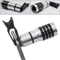 HKM-694227 12X Telescopic Lens Clip for Cell Phones - High-Definition Outdoor Photography Accessory