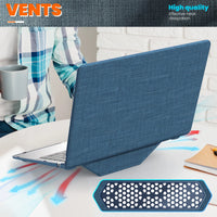 HKM-694227 Navy Blue Durable Fabric Laptop Sleeve with Magnetic Stand for MacBook Air 13-inch (2018/2020 Models A2337 M1 A2179 A1932)