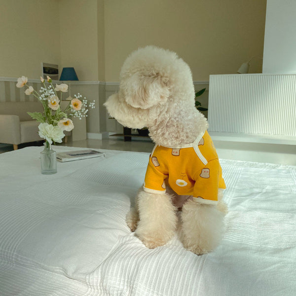 HKM-6942653 Casual Cotton Dog Clothes for Warmth in White and Yellow