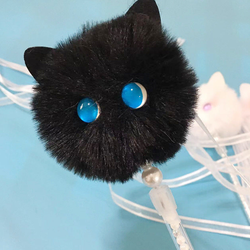 HKM-6942909 Interactive Cat Teaser Stick with Colorful Ribbons and Solid Color Design