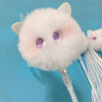HKM-6942909 Interactive Cat Teaser Stick with Colorful Ribbons and Solid Color Design
