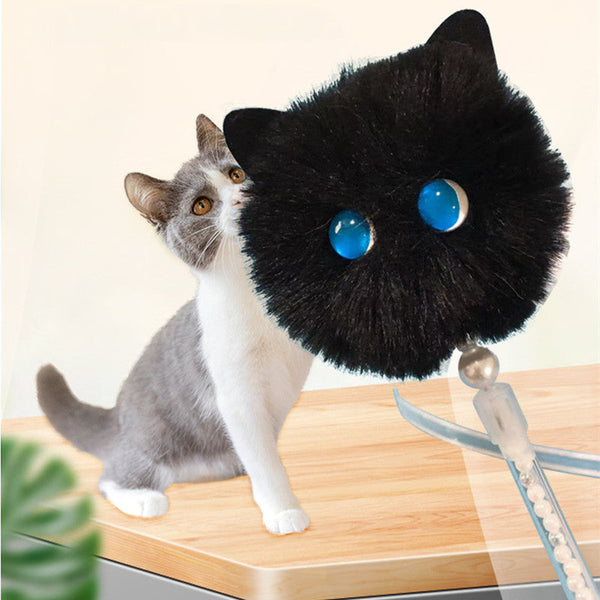 HKM-6942909 Interactive Cat Teaser Stick with Colorful Ribbons and Solid Color Design