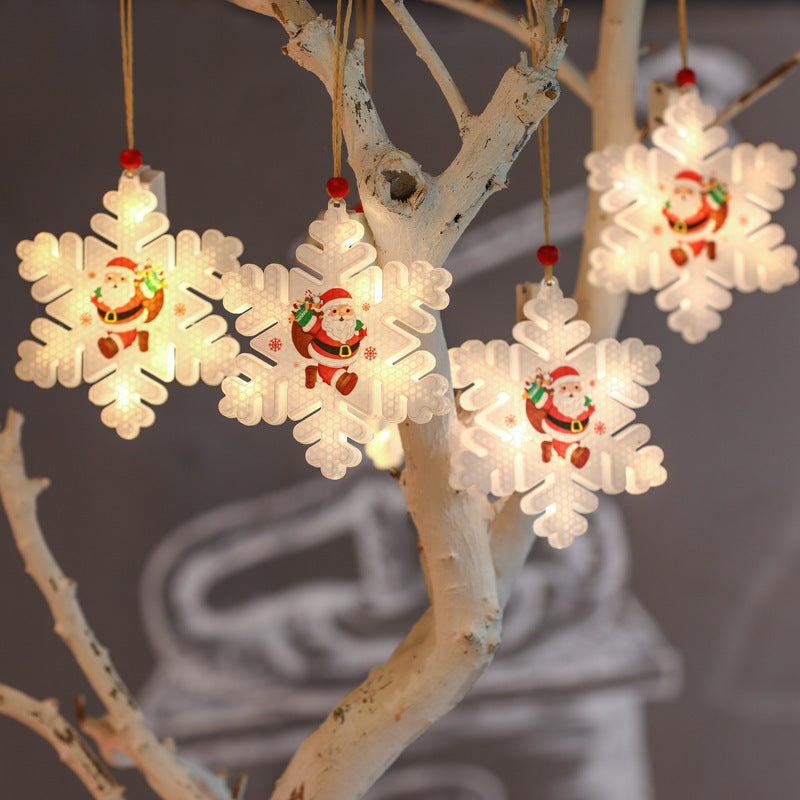 HKM-694291 Christmas Snowflake Hanging Lights with Acrylic Shell, IP44 Waterproof, 6000 Hours Life, 4.5V Power Supply