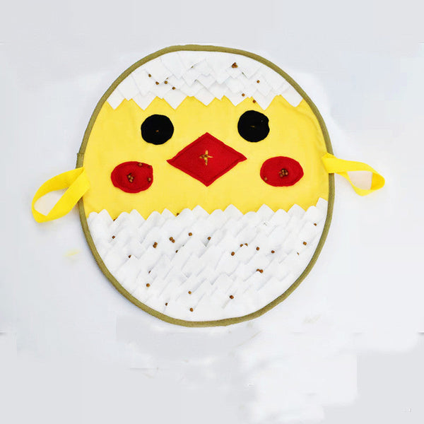 HKM-6943933 Chick Sniffing Pad for Dogs ¨C Soft Polar Fleece Bite Toy in Yellow, 45x50cm