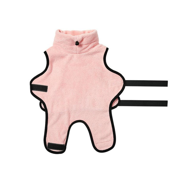 HKM-694419 Absorbent Microfiber Pet Towel Bathrobe for Dogs in Pink, Beige, Blue, Yellow - Sizes XS to XL