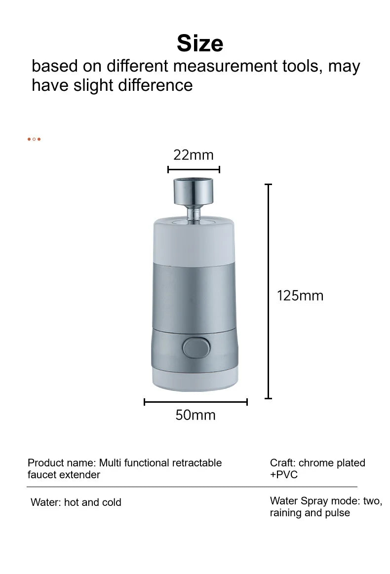 HKM-694419 Extendable 2-in-1 Kitchen Faucet with Rotating Spout for Easy Use by Children